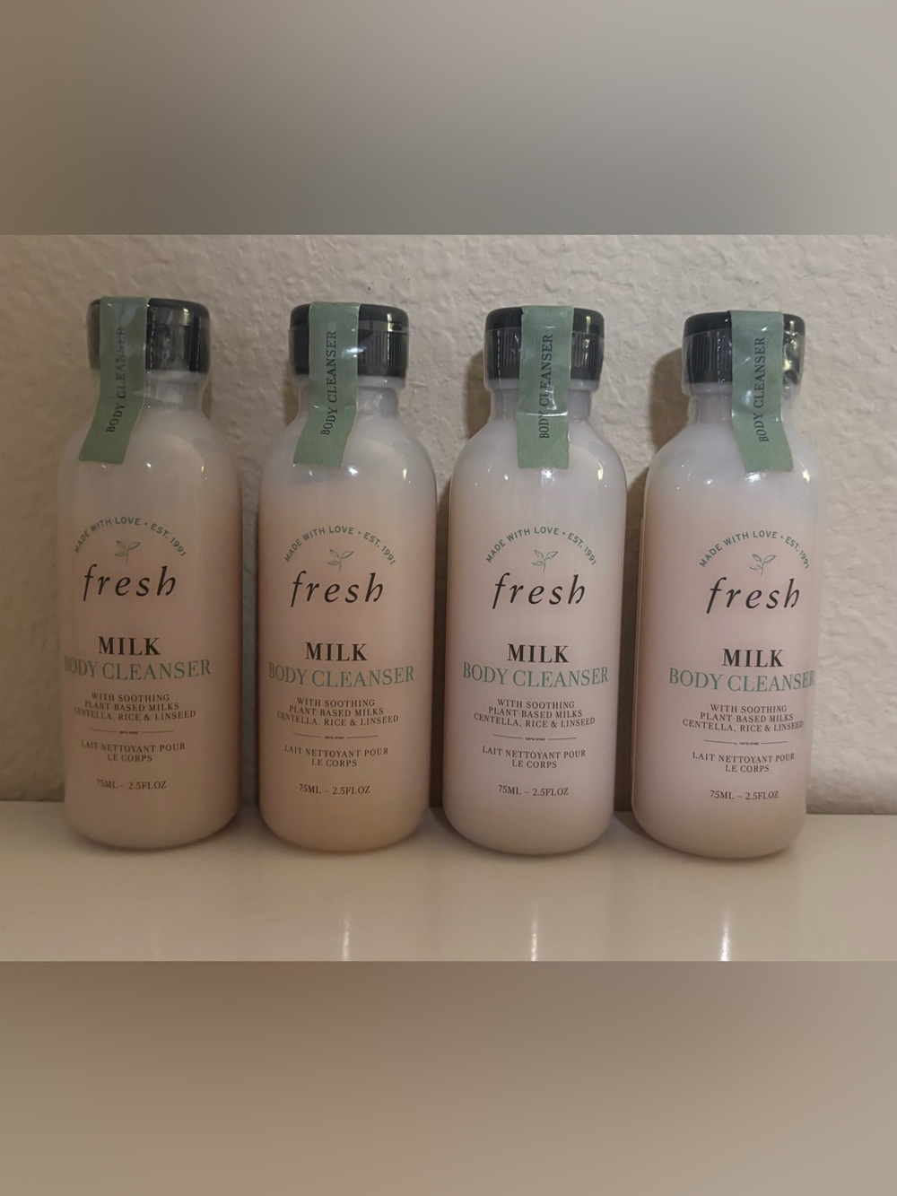LOT OF 4 Fresh Milk Body Cleanser Travel Size Minis - 75ml / 2.5 fl oz Each (Tot